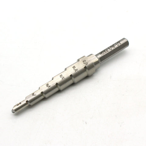 TEMO M35 Cobalt Step Drill Double Flute,  6 Size from 3/16 to 1/2",  1/4" shank