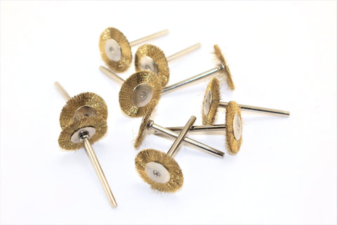 TEMO 10p Brass Rotary FLAT Wire Brush Wheel Set #535 Compatible for Dremel Tools