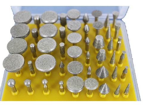 TEMO 50pcs Diamond coated grinder head lapidary glass burr fit Rotary Tools