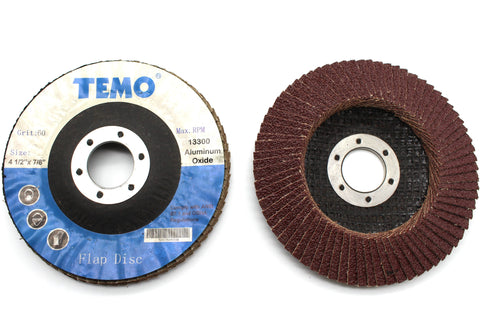 TEMO 10 PC 4-1/2 inch (114mm) Grit 60 Coarse FLAP DISCS Sanding WHEEL GC