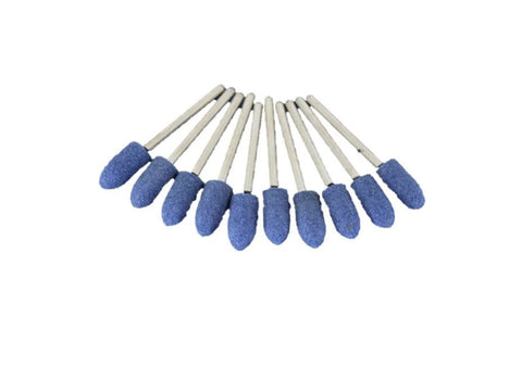 TEMO 10 pc 8mm Bullet Blue Mounted Stone Point Grinding Abrasive Set 1/8" Shank