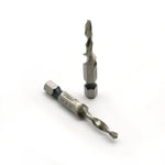 TEMO 2 pc 8-32 Combination Drill and Tap Multi Use Deburr Countersink Hex Bit