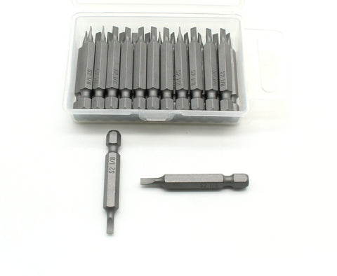 TEMO 25pc 1/8" Slotted  Flat Head 2 Inch Impact Ready Screwdriver Insert Bits