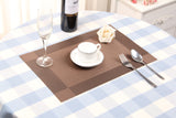 Placemats with Table Runners,  Heat Resistant, Washable, Set of 4[Brown plaid]