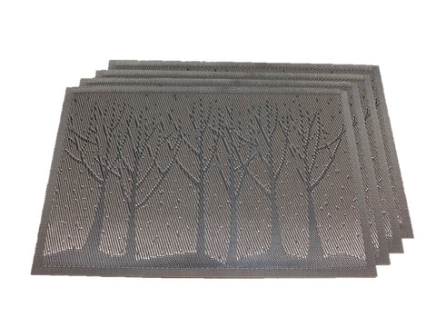 Placemats with Table Runners,  Heat Resistant, Washable, Set of 4[Brown woods]