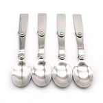 TEMO 4 pc Stainless Steel three folding Camping Spoon Dish Washer Safe