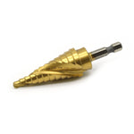 TEMO 12 Sizes M35 Cobalt Spiral Flute Step Drill with Titanium Coating, from 3/16 Inch to 7/8 Inch, 1/4 Inch Hex Shank