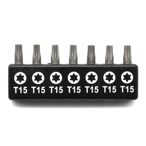 TMAX 7pc 1" T15 Torx Screwdriver Insert Bit Set - Quick Change Star Driver Bits for T-15 Screws & Heads