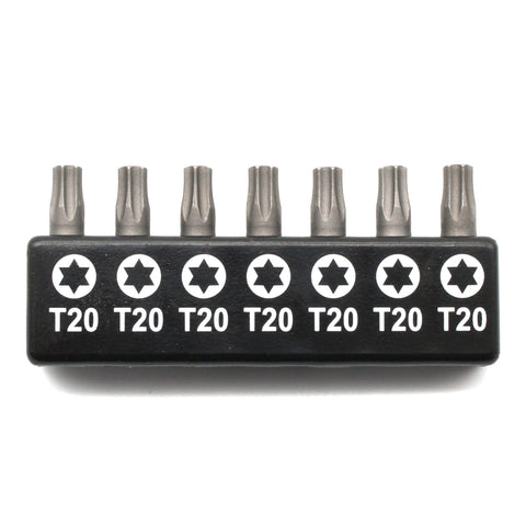 TMAX 7pc 1" T20 Torx Screwdriver Insert Bit Set - Quick Change Star Driver Bits for T-20 Screws & Heads
