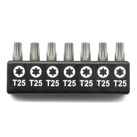 TMAX 7pc 1" T25 Torx Screwdriver Insert Bit Set - Quick Change Star Driver Bits for T-25 Screws & Heads