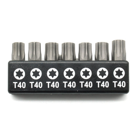 TMAX 7pc 1" T40 Torx Screwdriver Insert Bit Set - Quick Change Star Driver Bits for T-40 Screws & Heads