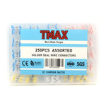 TMAX 250pc Solder Seal Wire Connectors, Heat Shrink Butt Connectors Solder Sleeve Waterproof
