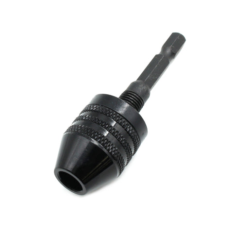 TMAX Black 1/4 Inch Hex Shank Keyless Chuck Adapter, Holds 1/32 to 1/4" (0.5-6.5mm) Conventional/Microsize Bit