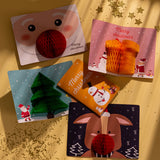 COULEE 6 pc Pop Up 3D Christmas Greeting Xmas Cards with Envelopes Santa Elf Snowman Holiday Cards