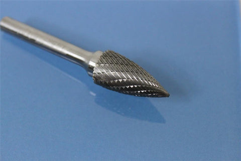 TEMO SG-5 Double Cut CARBIDE ROTARY BURR FILE, 1/2” Pointed Tree Head