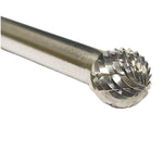 TEMO SD-3 Double Cut Carbide Rotary Burr File, 3/8 Inch Ball Shape Head, 1/4 Inch Diameter 2 Inch Long Shank