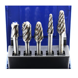 TEMO 5 pc NF Aluminum Cut Carbide Rotary Burr File Set 1/4 Inch Shank