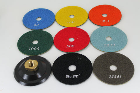 TMAX 8pc 4" Diamond Marble Stone WET Polishing Pad Wheel Disc SET