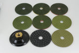 TEMO 8 pc 4 Inch Diamond Marble Stone Wet Polishing Pad Wheel Disc Set Including A Holder