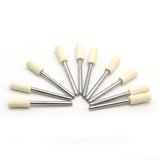 TEMO 10 pc Felt Burrs Wool Bob Polishing Grinding #1 Cylinder 1/4 Inch 6 mm with 1/8 Inch Shank for Dremel Rotary Tools