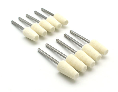 TEMO 10 pc FELT Burrs Wool Bob Polishing #8 Cone Shape fit DREMEL