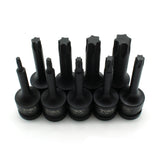 TEMO 9 pc 3 Inch Long Torx Star 6 Point Black Impact Bit Socket Auto Repair Tool Set 1/2 Inch Square Drive