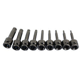 TEMO 9 pc 3 Inch Long Torx Star 6 Point Black Impact Bit Socket Auto Repair Tool Set 1/2 Inch Square Drive