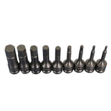 TEMO 9 pc Hex Hexagon Black Impact Bit Socket Set Auto Repair Tool