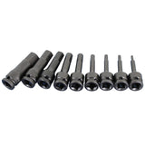 TEMO 9 pc Hex Hexagon Black Impact Bit Socket Set Auto Repair Tool