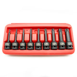TEMO 9p 3"L Tamper Proof Torx Star 6 point Black Impact Bit Socket Set