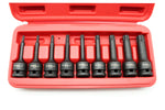 TEMO 9 pc Torx Plus IP 3 Inch Long 6 Point Black Impact Bit Socket Set 1/2 Inch Square Drive Auto Repair Tool