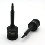 TEMO IP20 3 Inch Long Black Impact Torx Plus 6 Point Socket Bit 1/2 Inch Square Drive Auto Repair Tool