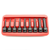 TMAX 9 PC Spline 12 point 3" L Black Impact Bit Socket Set