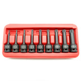 TMAX 9 PC Spline 12 point 3" L Black Impact Bit Socket Set