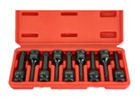 TEMO 9 pc Ribe 6 Point 3 Inch Long Black Impact Bit Socket Set 1/2 Inch Square Drive Auto Repair Tool