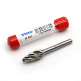 TEMO SF-5 NF Aluminum Cut Carbide Rotary Burr File, 1/2 Inch Head Round Tree, 1/4 Inch Diameter 2 Inch Long Shank