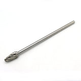 TEMO SF-5L6 NF Aluminum Cut Carbide Rotary Burr File, 1/2 Inch Head Round Tree, 1/4 Inch Diameter 6 Inch Long Shank