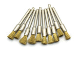 TEMO 10 pc Brass Bristle 1/4 Inch Pen Wire Brush #537 with 1/8 Inch Shank for Dremel and Other Rotary Tools