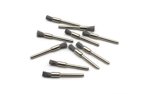 TEMO 10 pc Carbon Steel 1/4 Inch Pen Wire Brushes #443 with 1/8 Inch Shank for Dremel and Other Rotary Tools