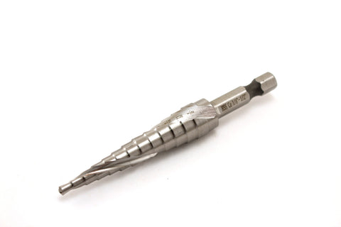 TEMO M35 Cobalt Spiral Flute Step Drill, 13 size, 1/4 Inch Hex Shank