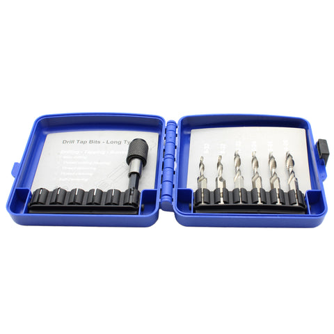 TMAX 6 pc Combination Drill and Tap Set w 1/4 inch quick change adapter