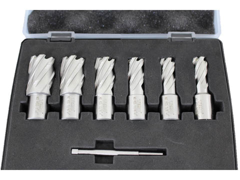 TMAX 6 piece 9/16" to 1" Annular Cutter Set Kit Weldon Shank Pilot Pin