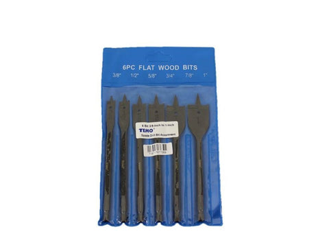 TMAX 6 pc Heavy Duty Spade Drill Bit Set 3/8 Inch To 1 Inch 