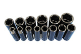 TEMO 1/2-Inch (13mm) Drive Deep Impact Socket Set, Inch, 14 sockets