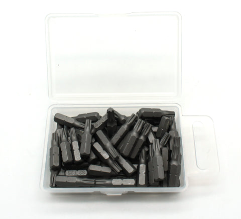 TMAX 50 pc T25 Torx Star 6 Point T-25 Impact Ready 1 Inch Long Screwdriver Insert Bits Hex Shank with Quick Release Slot