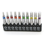 TMAX 10 pc Color Coded T10-T40 Torx Screwdriver Insert Bit Set