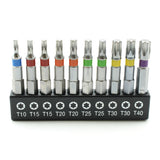 TMAX 10 pc Color Coded T10-T40 Torx Screwdriver Insert Bit Set