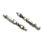 TEMO 2 pc 1/4-20 Combination Drill and Tap Multi Use Deburr Countersink Hex Bit