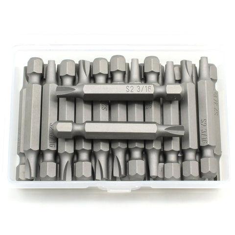 TMAX 25 pc 3/16 Inch Clutch 2 Inch Long Screwdriver Insert Bits, Durable S2 Steel, with Heavy Duty Storage Container