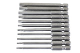 TEMO 11 pc Torx Screwdriver Insert Bit Set 6 point T6-T40 Round Shank 1/4 Inch Hex End 3 Inch Length